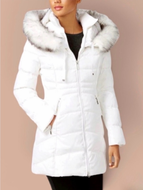 Laundry By Shelli Segal Jackets & Blazers - Laundry By Shelli Segal White Faux-Fur Trim Puffer Coat